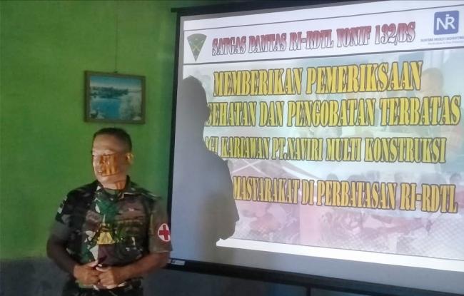 Satgas Pamtas RI-RDTL Yonif 132/BS, Berikan Pengobatan Terbatas Bagi Masyarakat Perbatasan