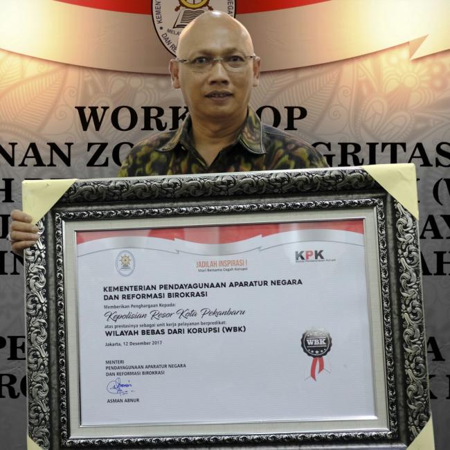 Polresta Pekanbaru Raih Penghargaan WBK dari MenPAN RB