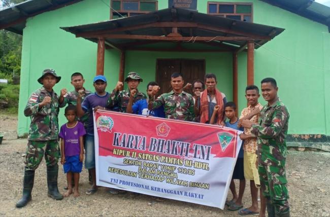 Satgas Yonif 132/BS, Gelar Karya Bhakti Renovasi Gereja di Perbatasan