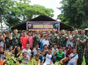 Meriahkan HUT Batalyon ke - 61, Satgas Pamtas RI-RDTL Yonif 132/BS, Gelar Sunatan Massal di Perbatas