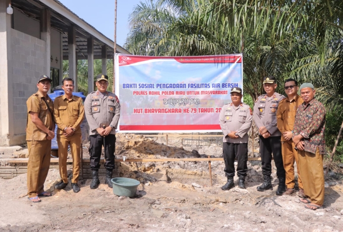 Pembangunan Fasilitas Air Bersih, Kapolres Rohil, Ini Wujud Kepedulian Polri untuk Masyarakat